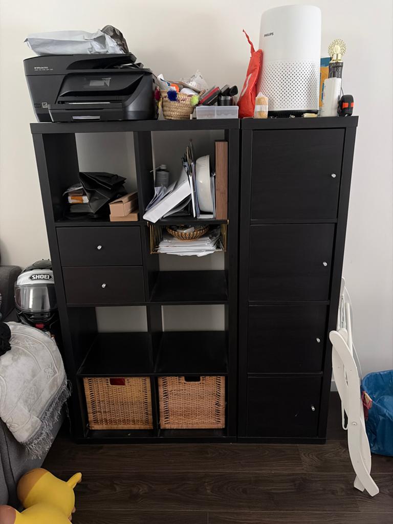 2x IKEA Kallax kasten met lades, deuren en manden, Huis en Inrichting, Kasten | Boekenkasten, Gebruikt, 100 tot 150 cm, 150 tot 200 cm