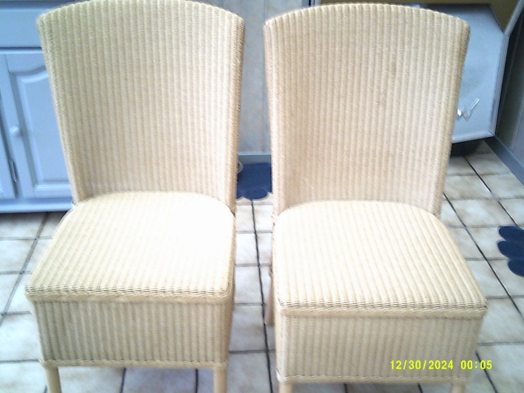 4 Lloyd Loom/Spalding rieten stoelen, z.g.a.n., Huis en Inrichting, Ophalen, Lloyd Loom, Engels, Klassiek, Bruin, Riet of Rotan