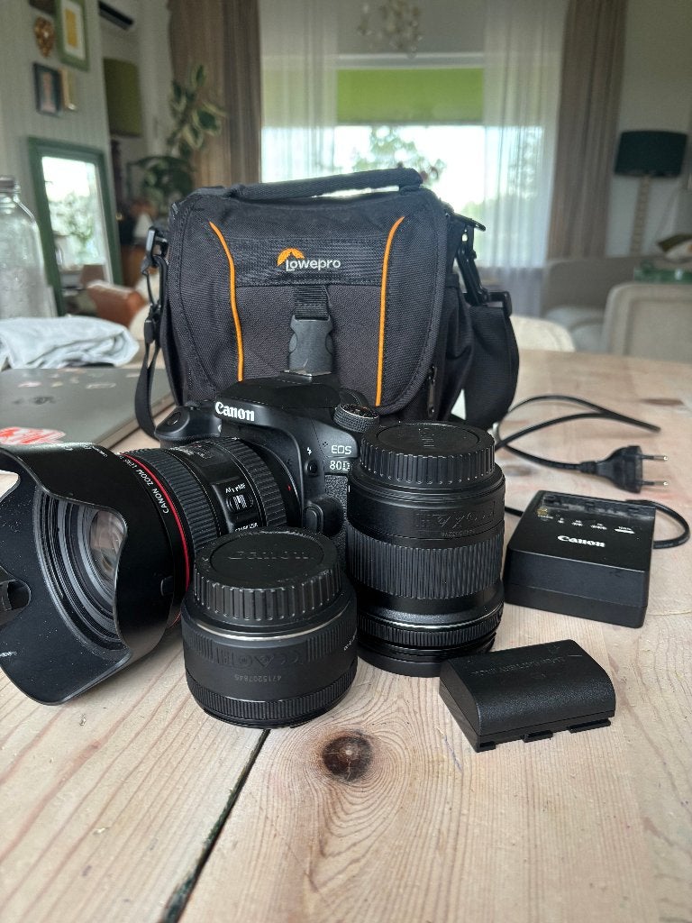 Canon EOS 80D set + 3 lenzen, lage shutter count, Audio, Tv en Foto, Fotocamera's Digitaal, Lensdop, Spiegelreflex, Canon, Ophalen of Verzenden