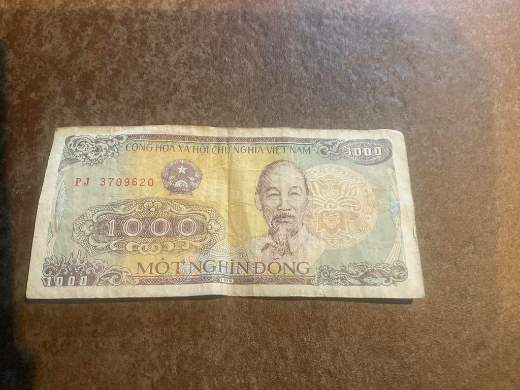 Vietnamees biljet van 1000 Dong - Gebruikt, Postzegels en Munten, Bankbiljetten | Azië, Los biljet, Zuidoost-Azië, Ophalen of Verzenden
