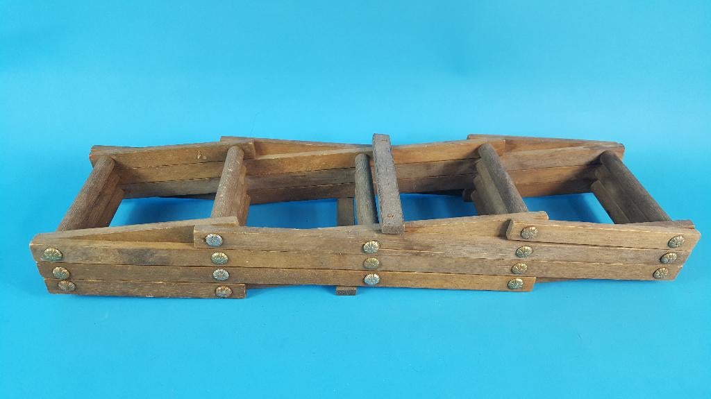 Vintage houten wijnrek, inklapbaar, voor 10 flessen. 7C2, Tweedehands verkoop, Tweedehands verkoop, Gebruikt, Ophalen of Verzenden