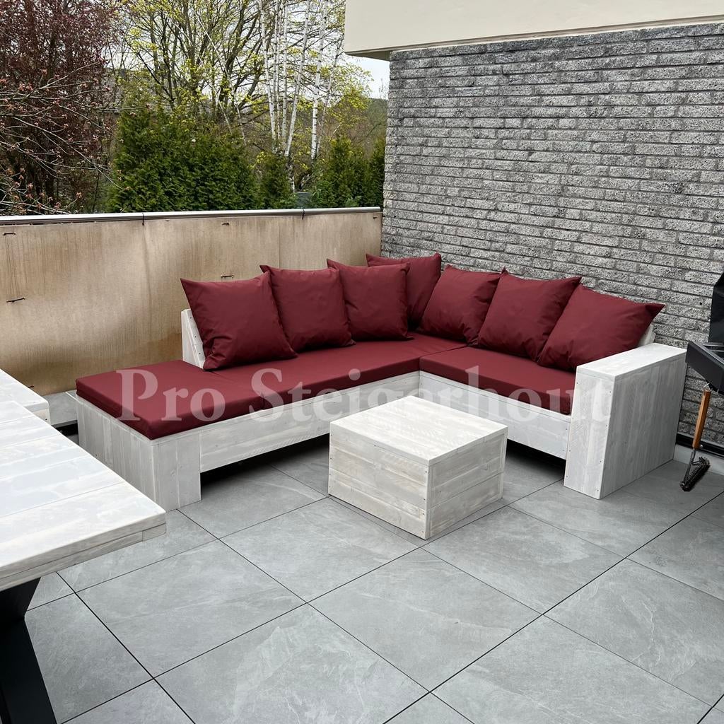 Steigerhout Loungeset Loungebank Hoekbank Tuinbank Tuinset, Steigerhout, Nieuw, Ophalen of Verzenden, Eettafel