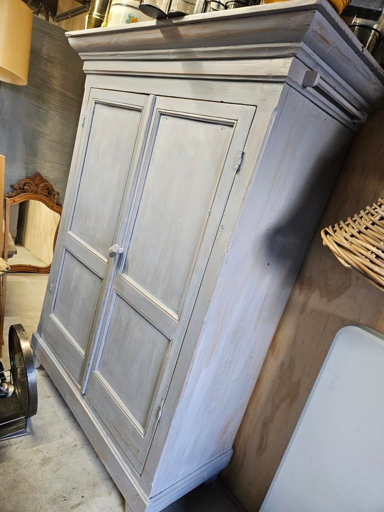 Grey wash Brocante kast, Huis en Inrichting, Kasten | Kledingkasten, Gebruikt, 150 tot 200 cm, 50 tot 100 cm, 25 tot 50 cm, Met deur(en)