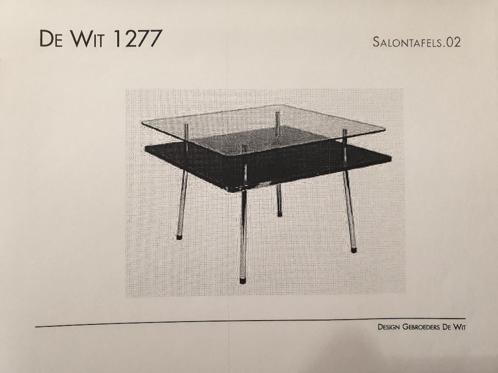 Salontafel De Wit 1277   LxBxH: 80x80x50cm, Ophalen, 100 tot 150 cm, Retro  De Wit  Gispen, Vierkant