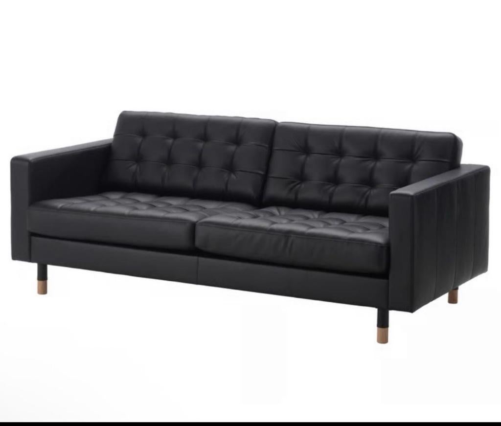 2-Zits bank Leer Lanskrona IKEA, Ophalen, 150 tot 200 cm, Tweepersoons, Zo goed als nieuw