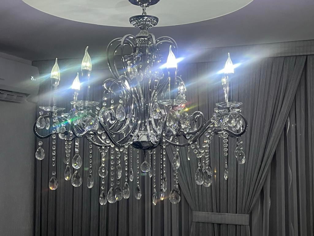 Elegante Kroonluchter, Huis en Inrichting, Lampen | Kroonluchters, Ophalen of Verzenden, Zo goed als nieuw, Glas