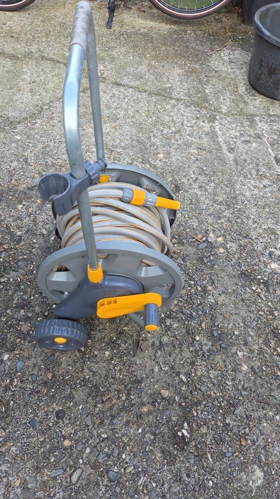 Hozelock Slangenhaspel met 20m Slang, Ophalen, Gebruikt, Tuinslanghaspel