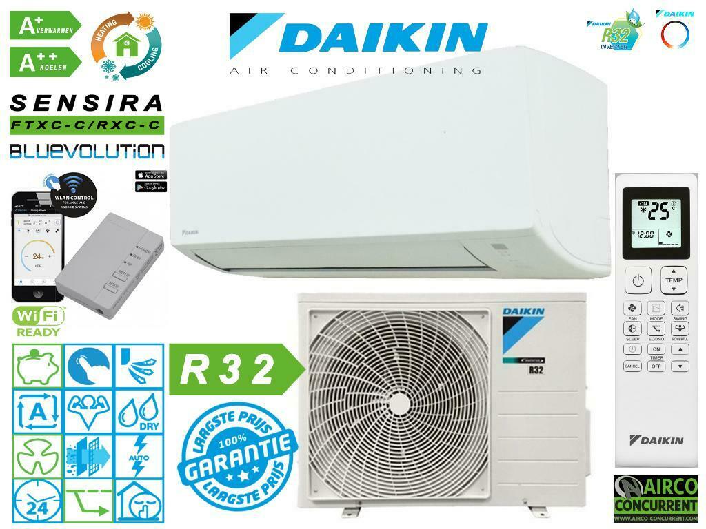 Daikin Sensira FTXC-25C 2,5KW 9000 BTU R32 Incl. montage A++, Ophalen of Verzenden, Verwarmen, Timer