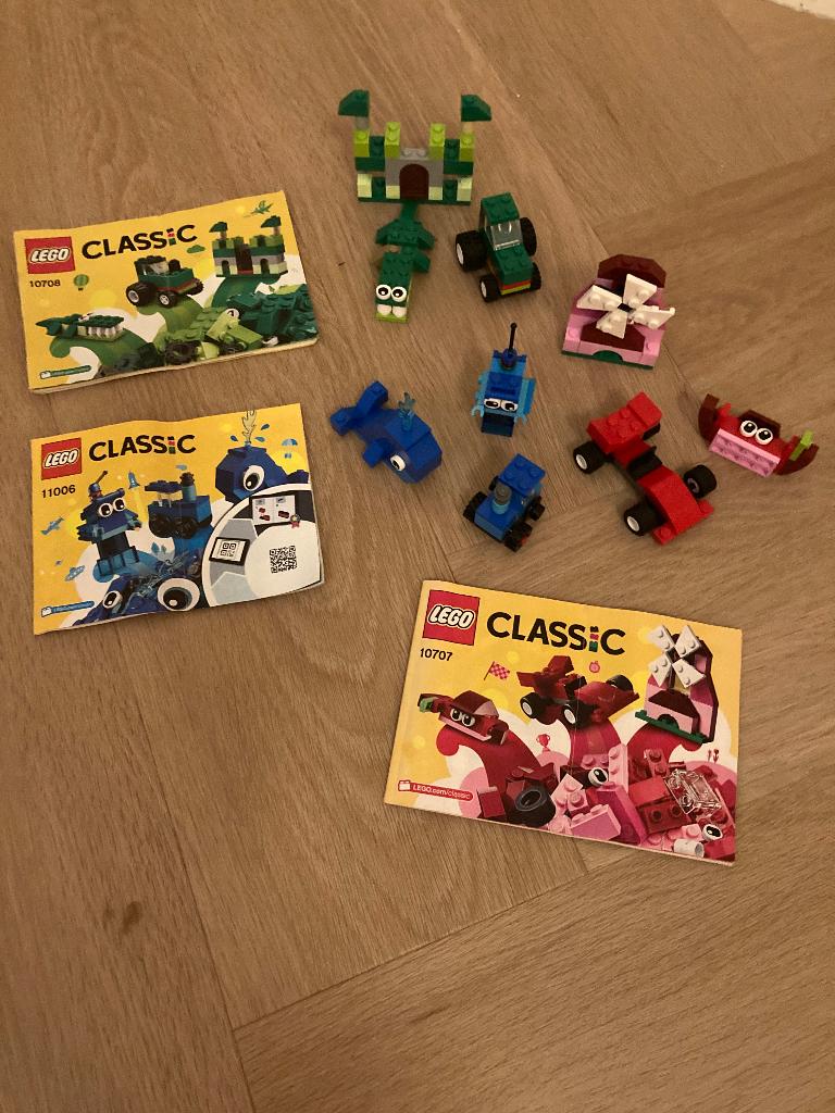 Lego classics 3 sets rood 10707 groen 10708 blauw 11006, Ophalen of Verzenden, Gebruikt, Complete set, Lego