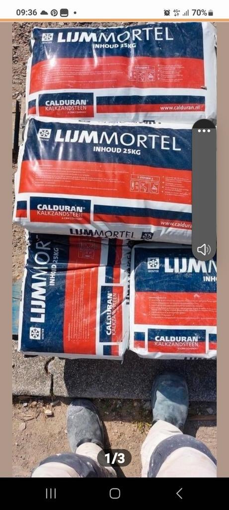 Calduran Kalkzandsteen Lijmmortel 25kg - Nieuwstaat, Doe-het-zelf en Verbouw, Metselstenen, Ophalen of Verzenden