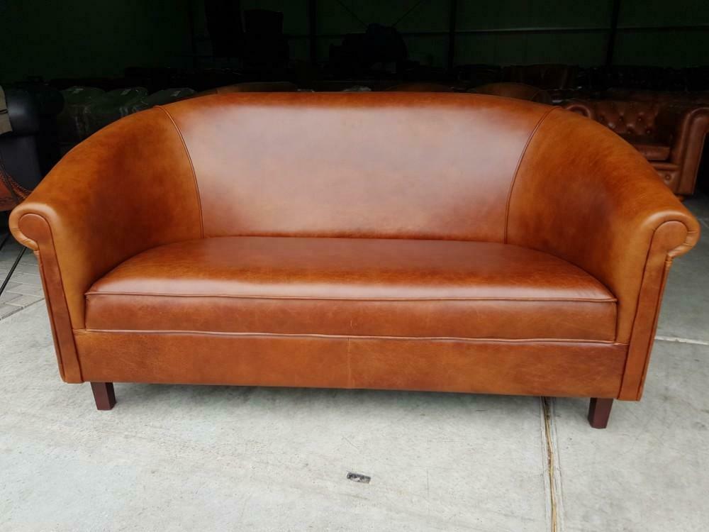 NIEUW BANKSTEL OP MAAT cognac Chesterfield + GRATIS BEZORGD!, Ophalen, Nieuw, Rechte bank, Leer
