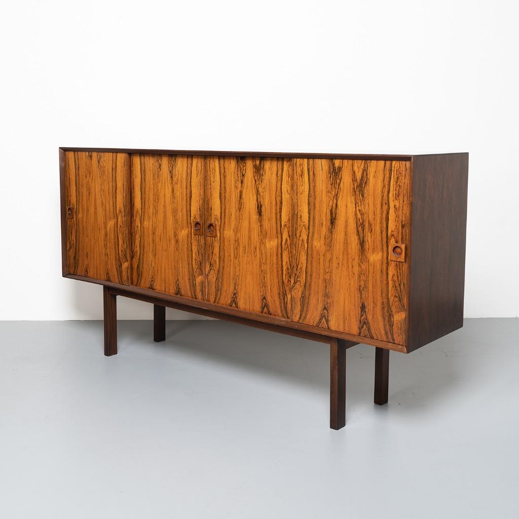 Vintage Deens dressoir in palissander hout, Huis en Inrichting, Kasten | Dressoirs, Gebruikt, Met deur(en), 150 tot 200 cm, Eikenhout