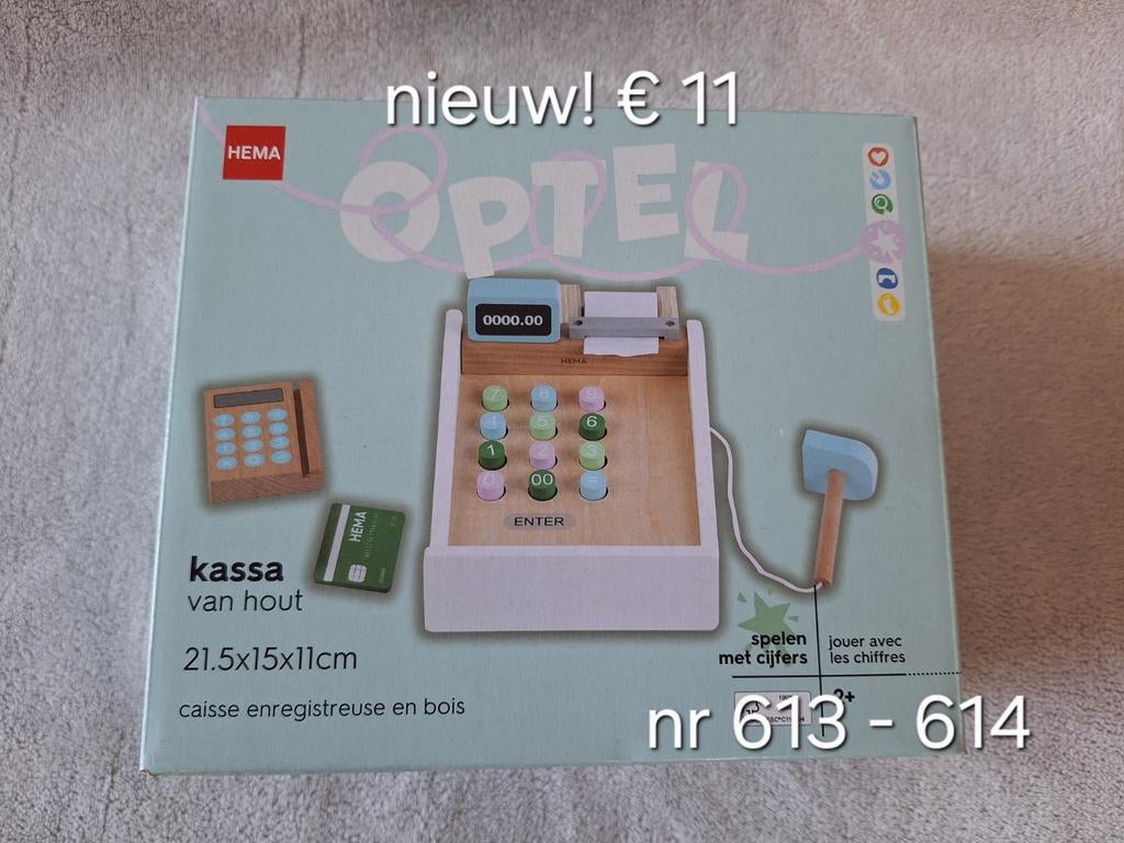 Kinderkassa houten speelgoed tbv goed doel, Kinderen en Baby's, Ophalen of Verzenden, Nieuw