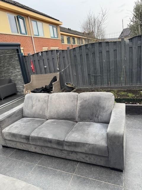 bankstel grijs 2 maal 3 zitter, Huis en Inrichting, Ophalen, Gebruikt, 75 tot 100 cm, Rechte bank
