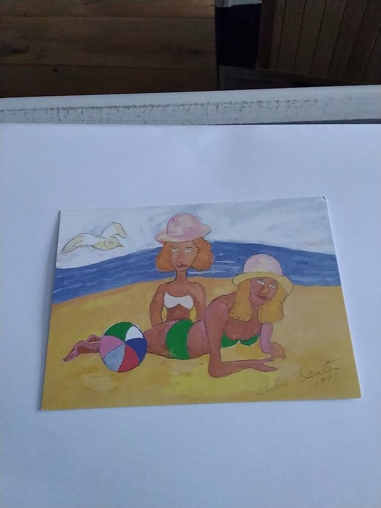 LESLIE DEATON. TWO GIRLS ON THE BEACH, Ophalen of Verzenden, Voor 1920, Sterren en Beroemdheden