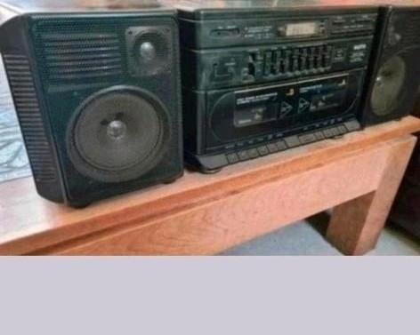 🎶Vintage boombox Sanyo Stereo met Cassettedeck x2, Ophalen of Verzenden, Gebruikt
