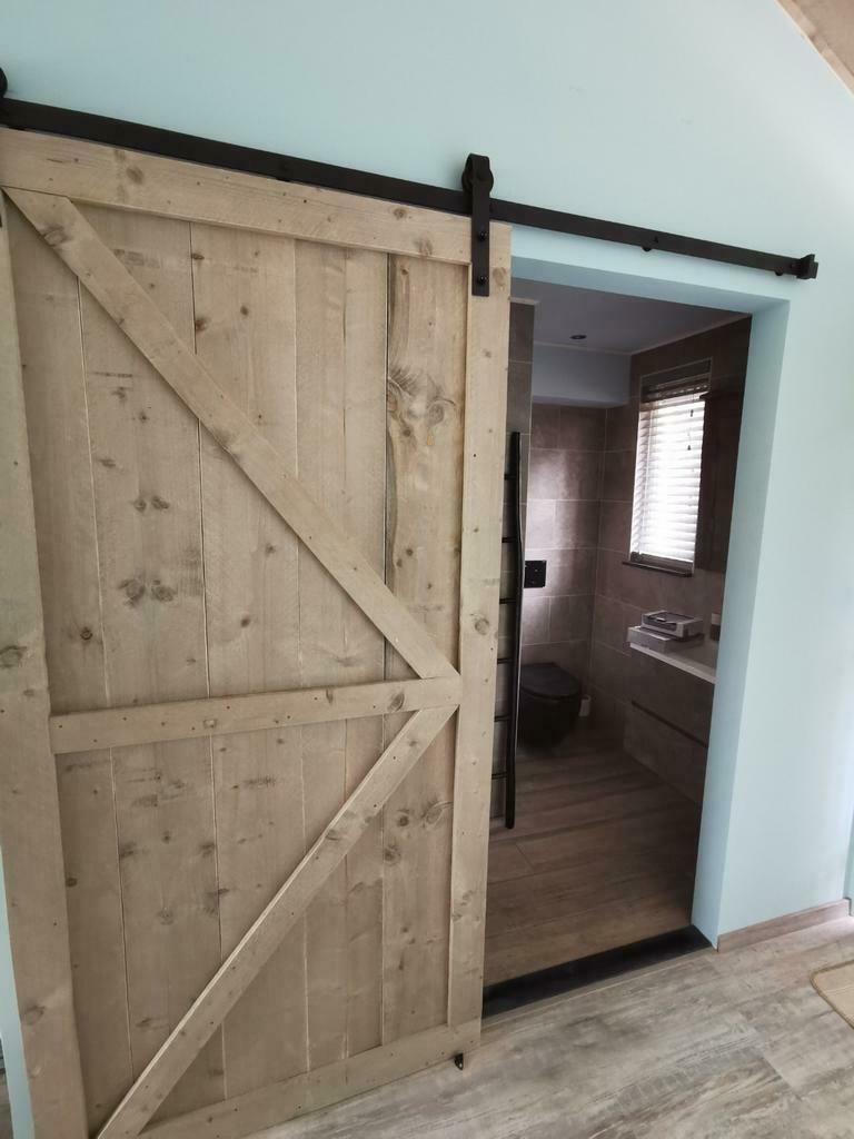barndoor schuifdeur INCLUSIEF railsysteem al voor €.190,-, 215 cm of meer, Binnendeur, Info@steigerhoutdesign.nl, Nieuw