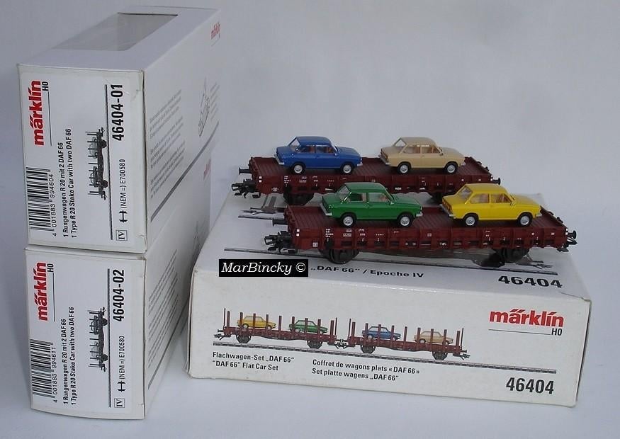 Märklin 46404 NS Rongenwagens Beladen met 4 Brekina Daf 66 !, Wisselstroom, Ophalen of Verzenden, NS, Märklin