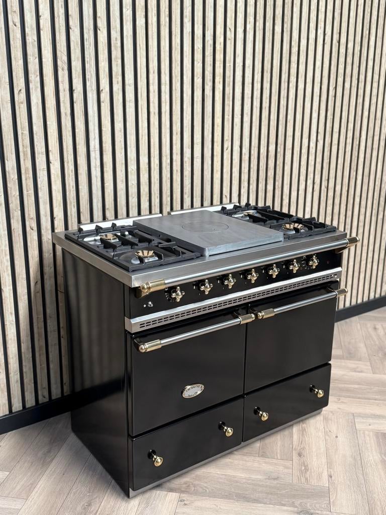 Luxe Lacanche Zwart 100cm Gas Dubbele Oven + Coup de Feu, Witgoed en Apparatuur, Fornuizen, Ophalen of Verzenden