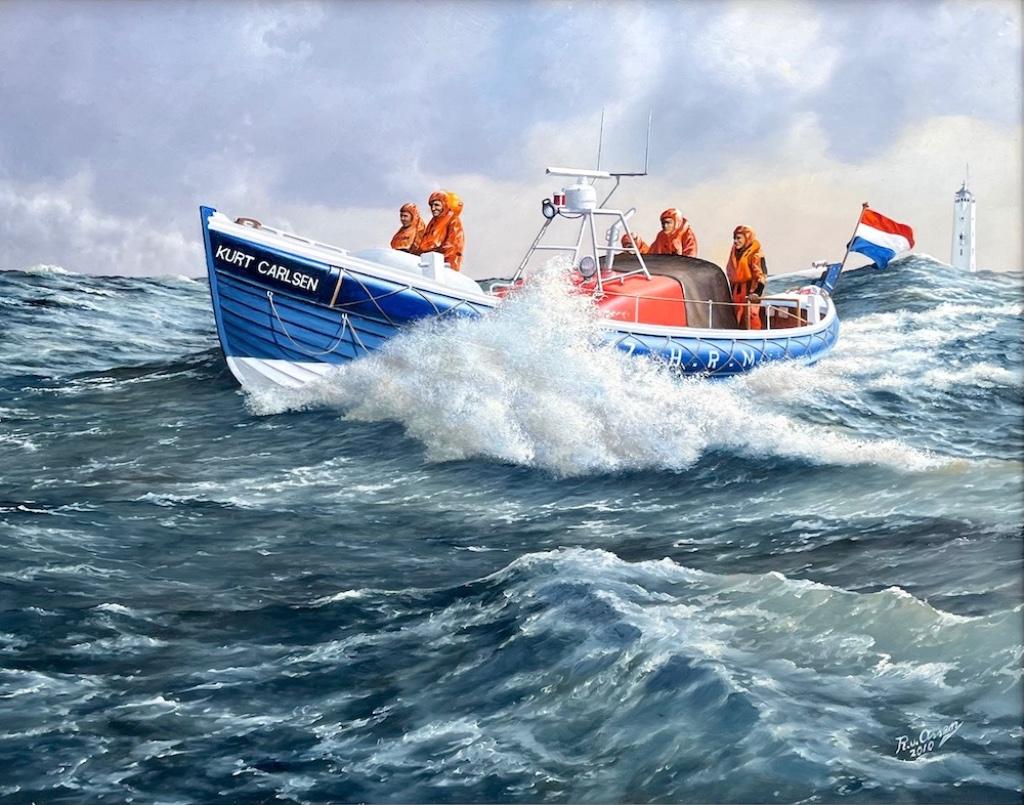 Nostalgische scheepsportretten - Rob van Assen, Realistisch, Ophalen of Verzenden, Gesigneerd, Olieverf