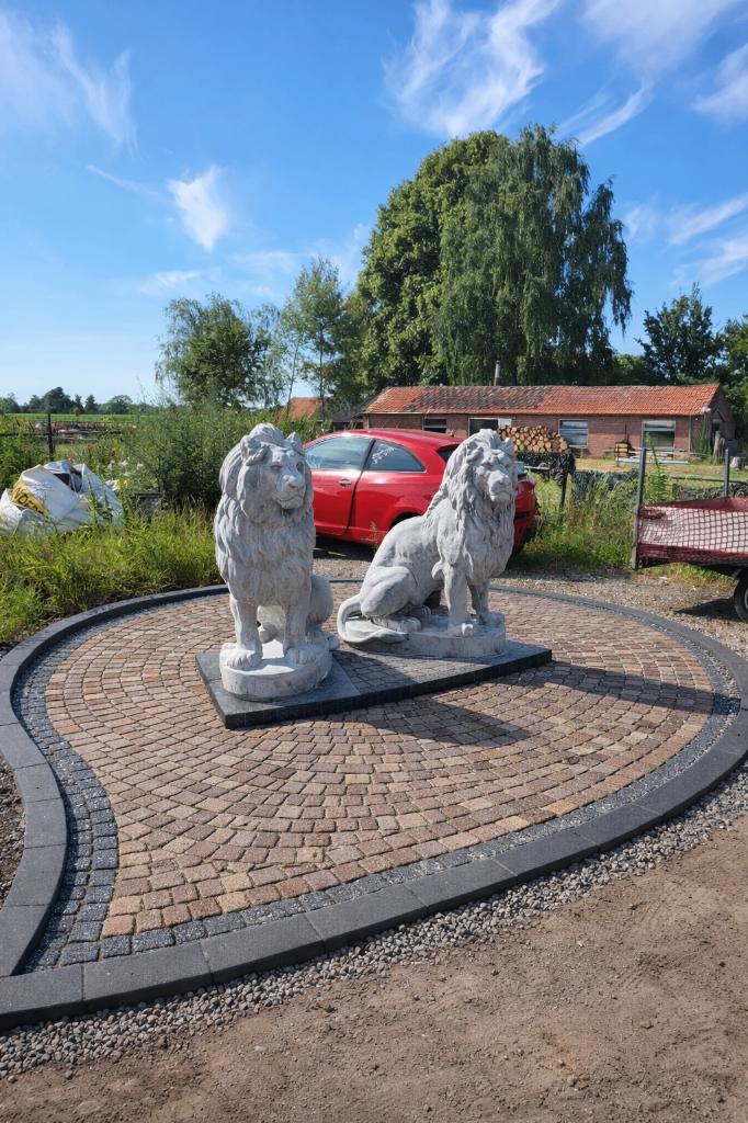 Kolossale set betonnen leeuwen, Tuin en Terras, Tuinbeelden, Ophalen, Nieuw, Beton, Dierenbeeld