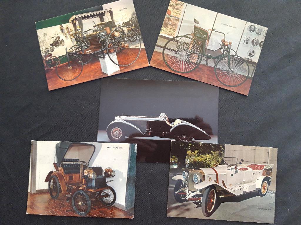 Mercedes-Benz en Benz oldtimer fotokaarten 5 verschillende, Ophalen of Verzenden, Voor 1920, Ongelopen, Voertuig
