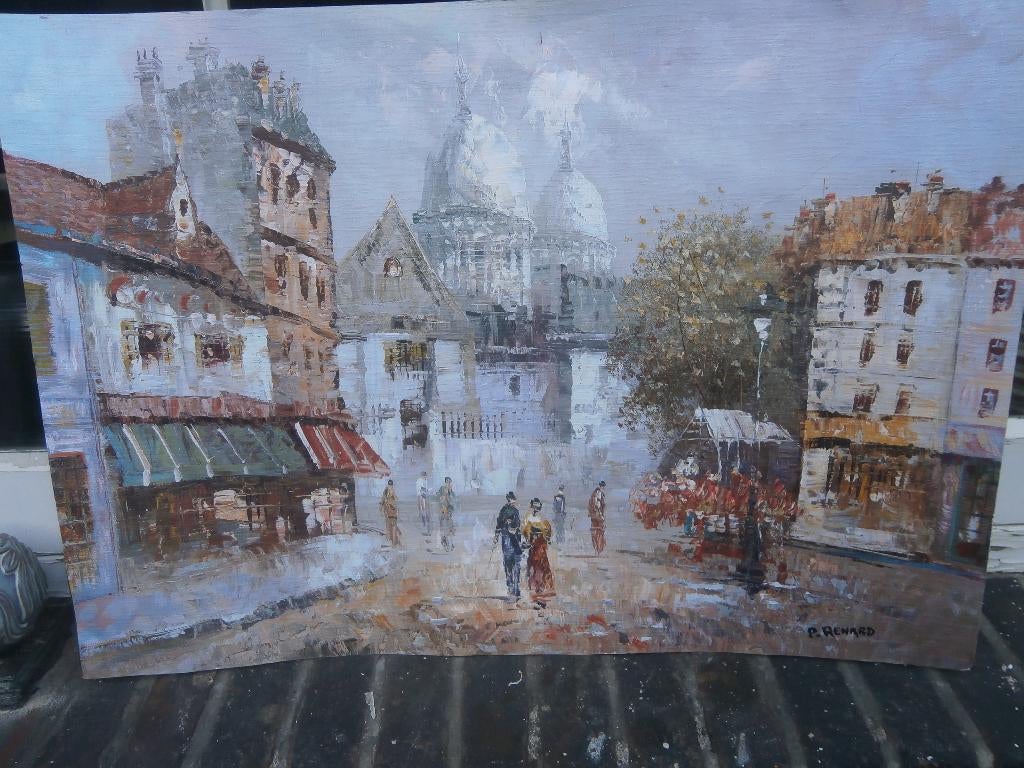 Parijs, Mooie Linnenprent van RENARD, Gebruikt, Ophalen of Verzenden, Voor 1940, Prent