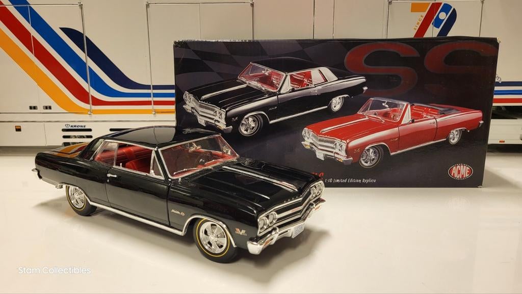 Acme Chevy Chevrolet Chevelle SS Z16 Malibu Black - 1965, Hobby en Vrije tijd, Modelauto's | 1:18, Overige merken, Gebruikt, Auto
