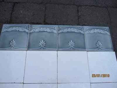 9 Art nouveau wandtegels warme tint grijs in relief 135 cm, Ophalen of Verzenden