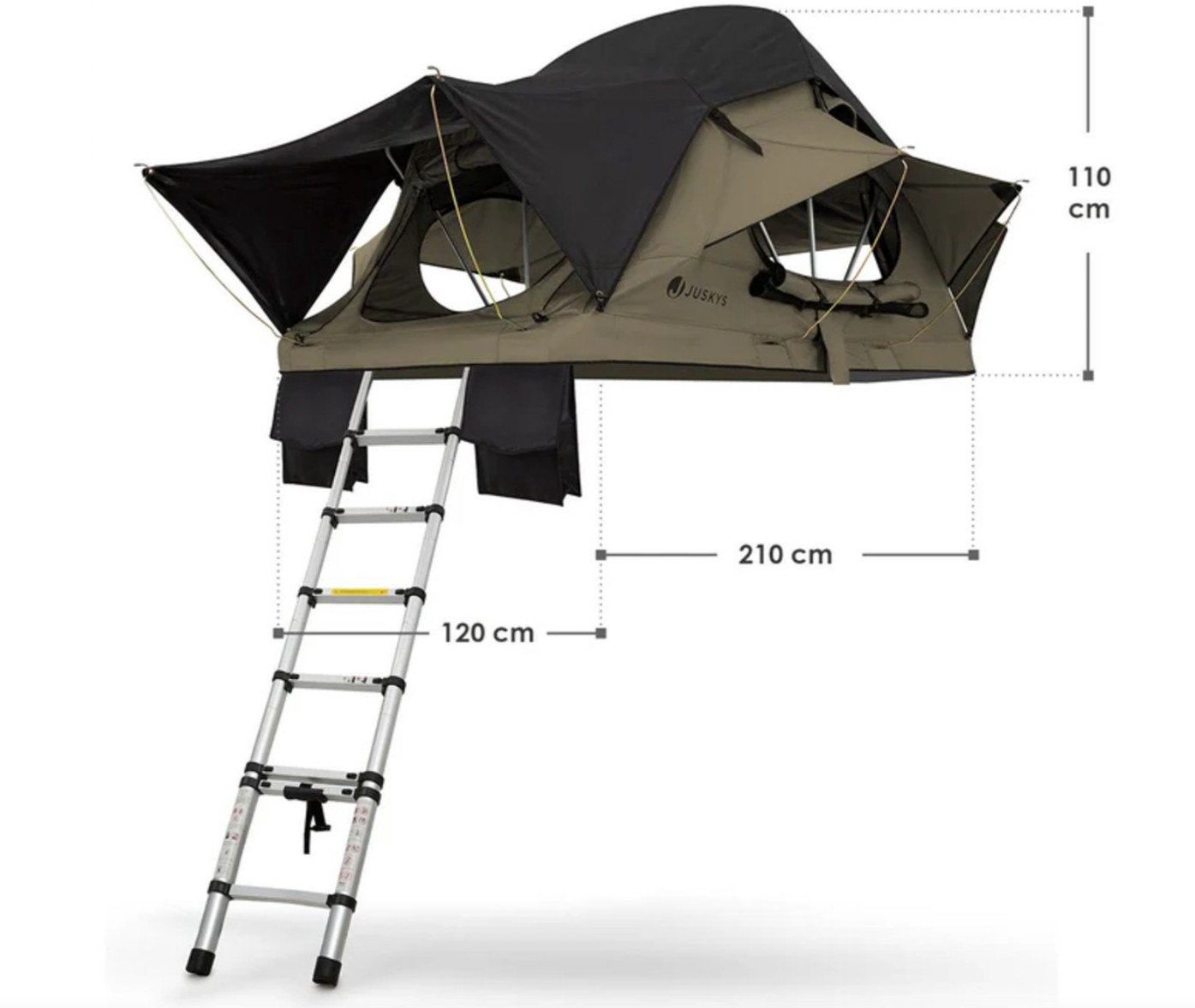 Nieuwe 2-persoons daktent - Zwart/Kaki, Caravans en Kamperen, Ophalen, Nieuw, Tot en met 2