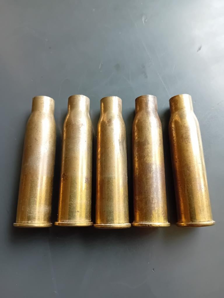 5 lege hulzen Mannlicher-Steyr 8x50R  1940 Italië, Verzamelen, Ophalen of Verzenden, Landmacht, Duitsland, Hulzen of Bodemvondsten