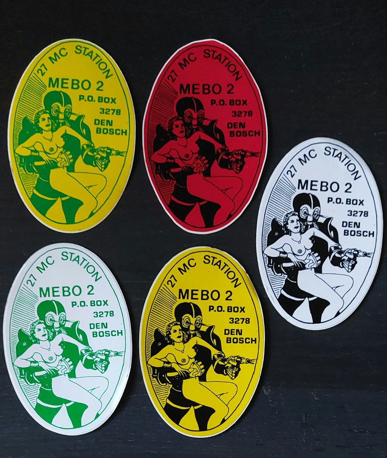 5 stickers MEBO 2 Den Bosch zendamateur piratenzender, Ophalen of Verzenden, Gebruikt
