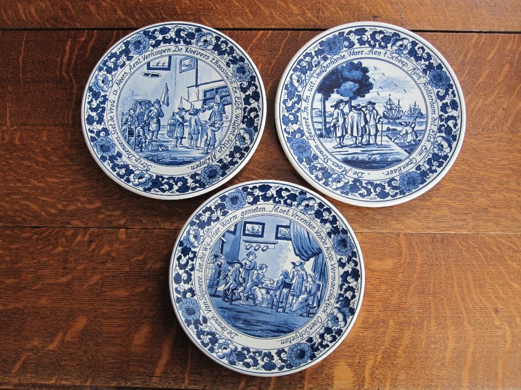 3, oude delftsblauwe borden., Antiek en Kunst, Antiek | Keramiek en Aardewerk, Ophalen of Verzenden
