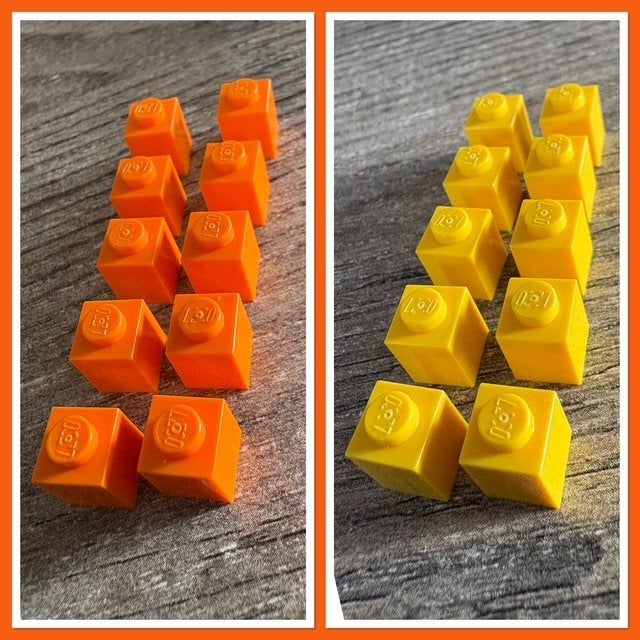 10x lego basis blokjes 1x1 oranje (3) of geel (3), Ophalen of Verzenden, Nieuw, Losse stenen, Lego