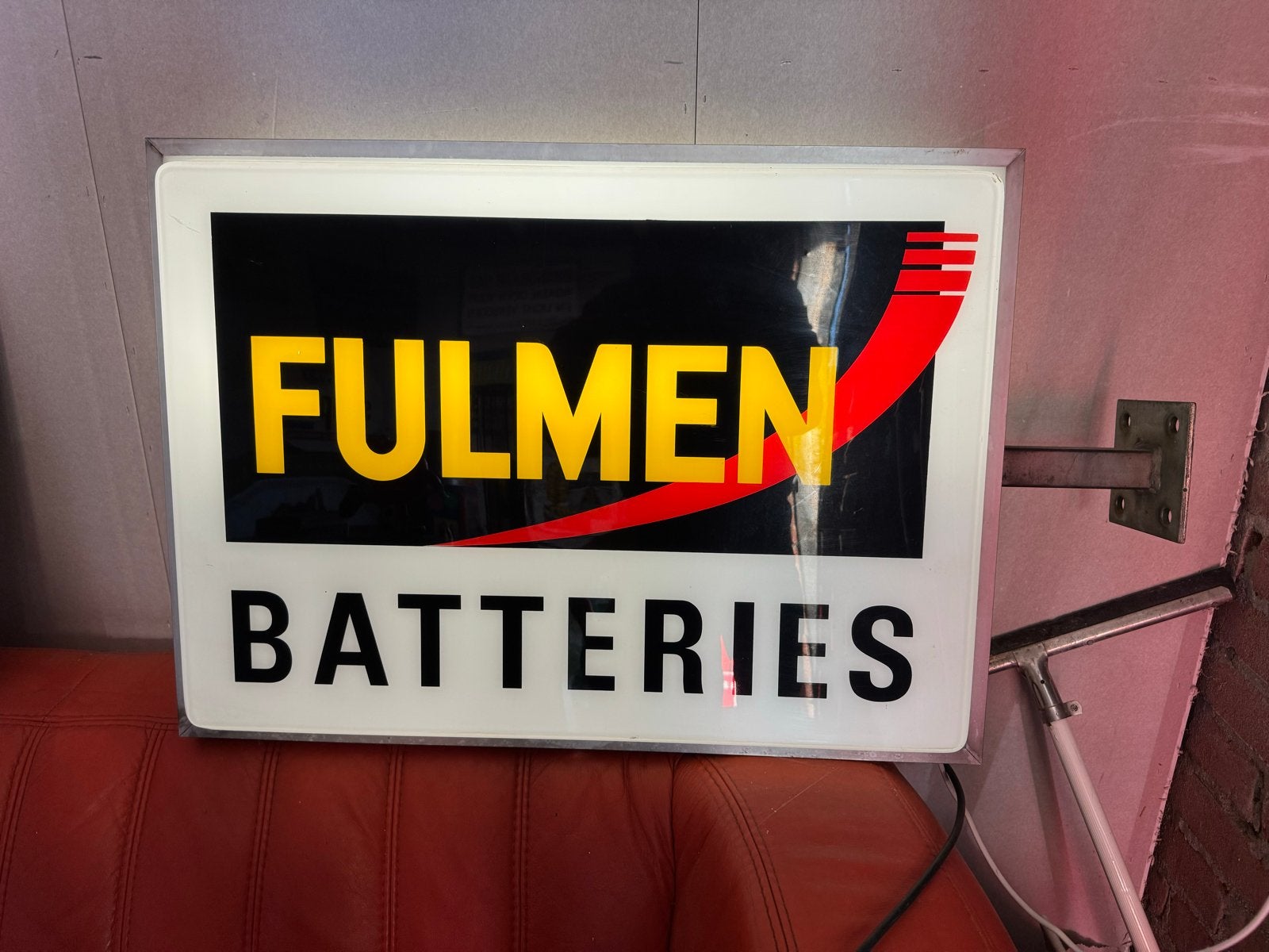 Vintage FULMEN BATTERIES Lichtbak Reclamebord, Ophalen, Gebruikt, Lichtbak of (neon) lamp