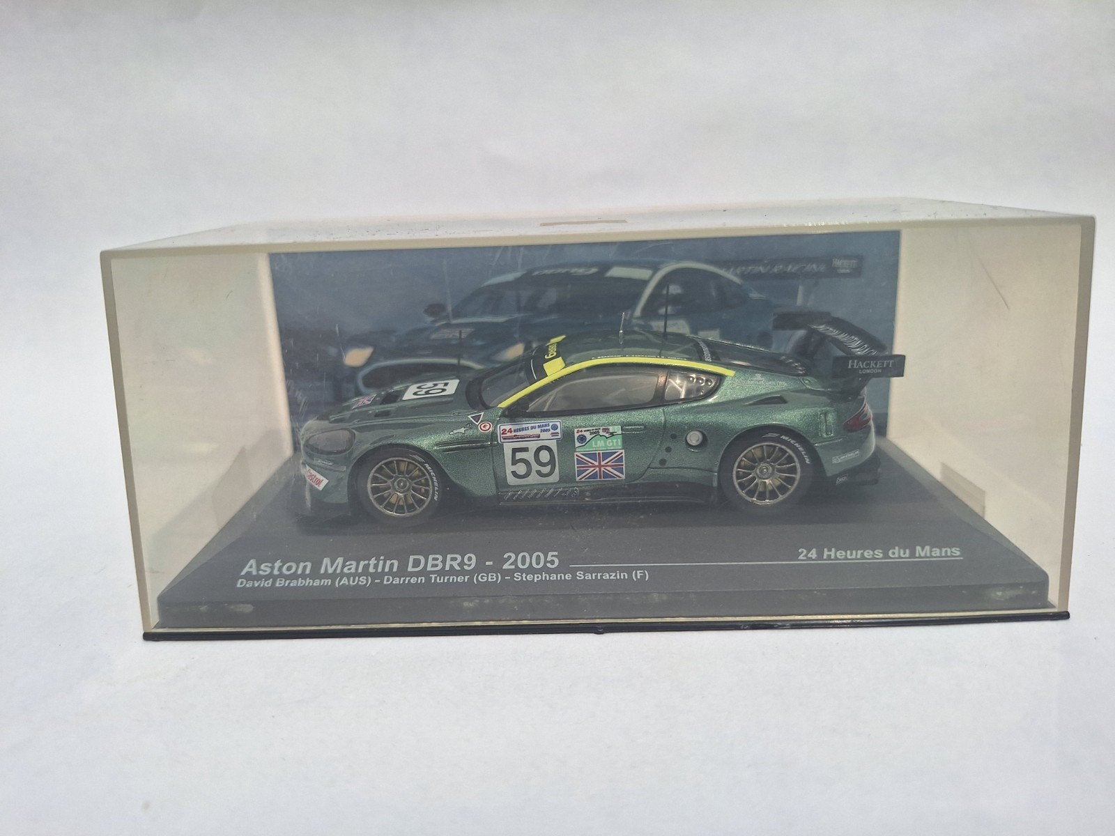 Aston Martin DBR9 2005-24 uurs Le Mans-groen metallic-1:43, Ophalen of Verzenden, Zo goed als nieuw, Auto, Overige merken