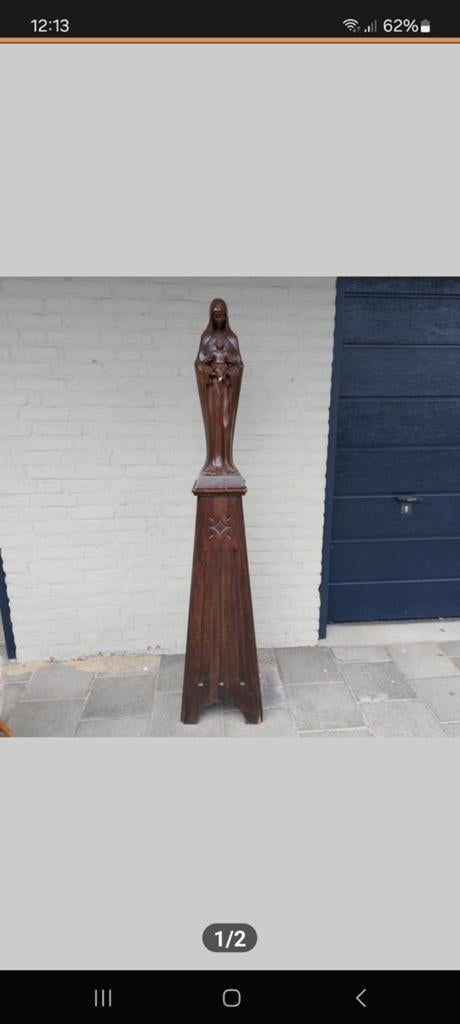 Antiek  Mariabeeld met sokkel, Antiek en Kunst, Antiek | Religie, Ophalen