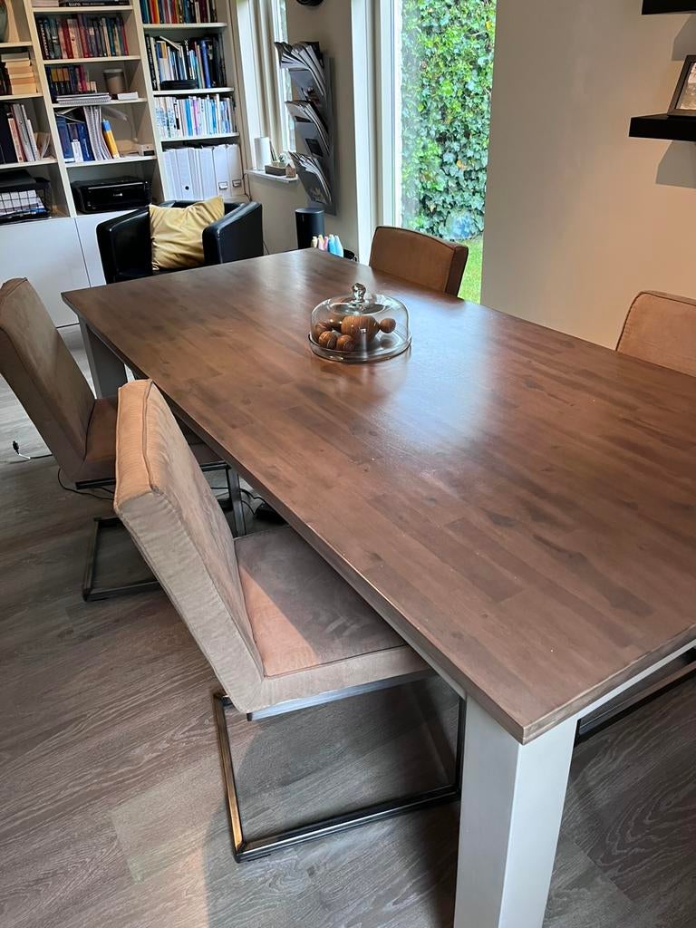 Eettafel met 4 stoelen, Huis en Inrichting, Tafels | Eettafels, Ophalen, 200 cm of meer, 50 tot 100 cm, Zo goed als nieuw