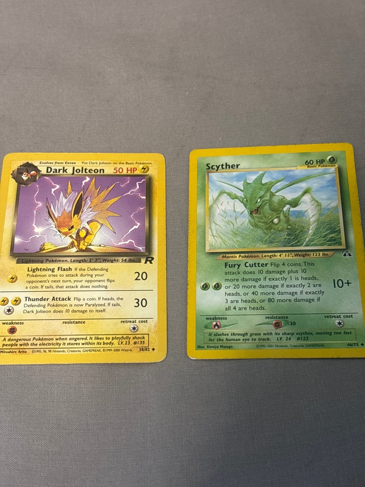 Pokémon kaarten: Dark Jolteon en Scyther, Ophalen, Gebruikt, Meerdere kaarten