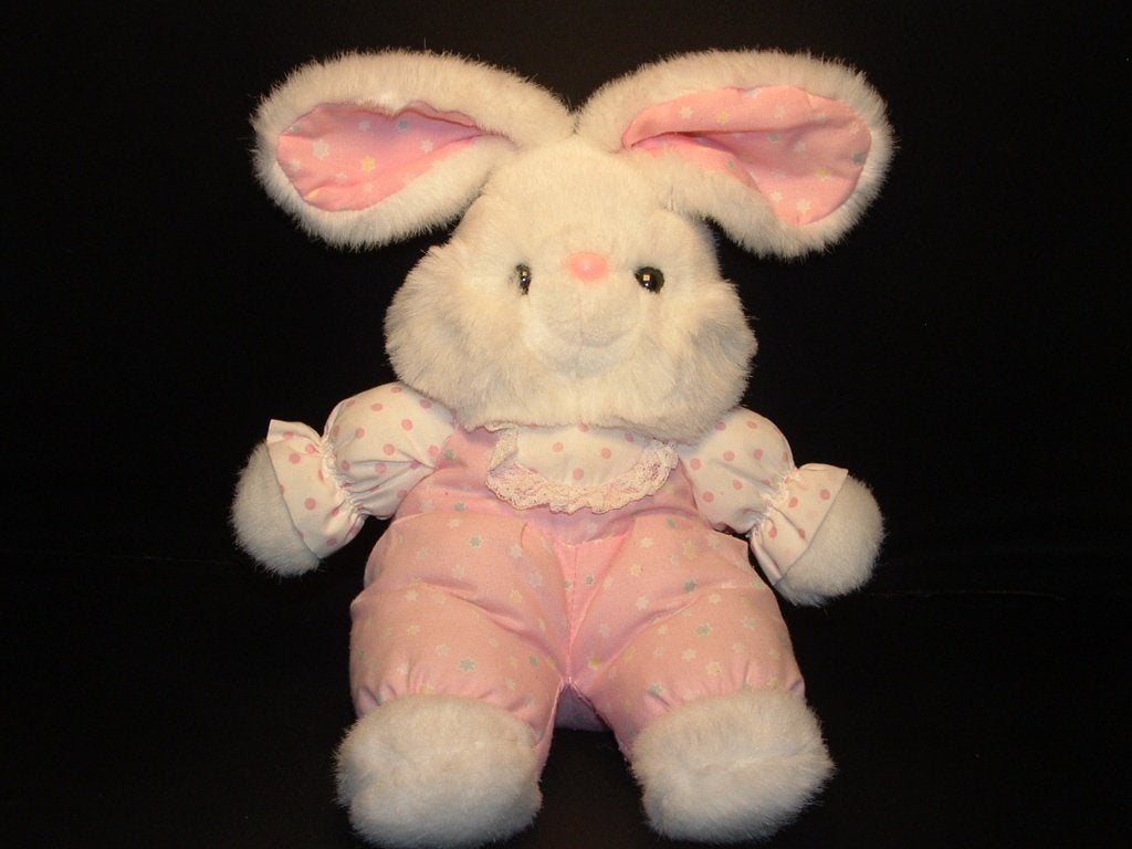 BART SMIT KONIJN VINTAGE PLUCHE WIT MET KATOENEN ROZE, Kinderen en Baby's, Ophalen of Verzenden, Nieuw, Konijn