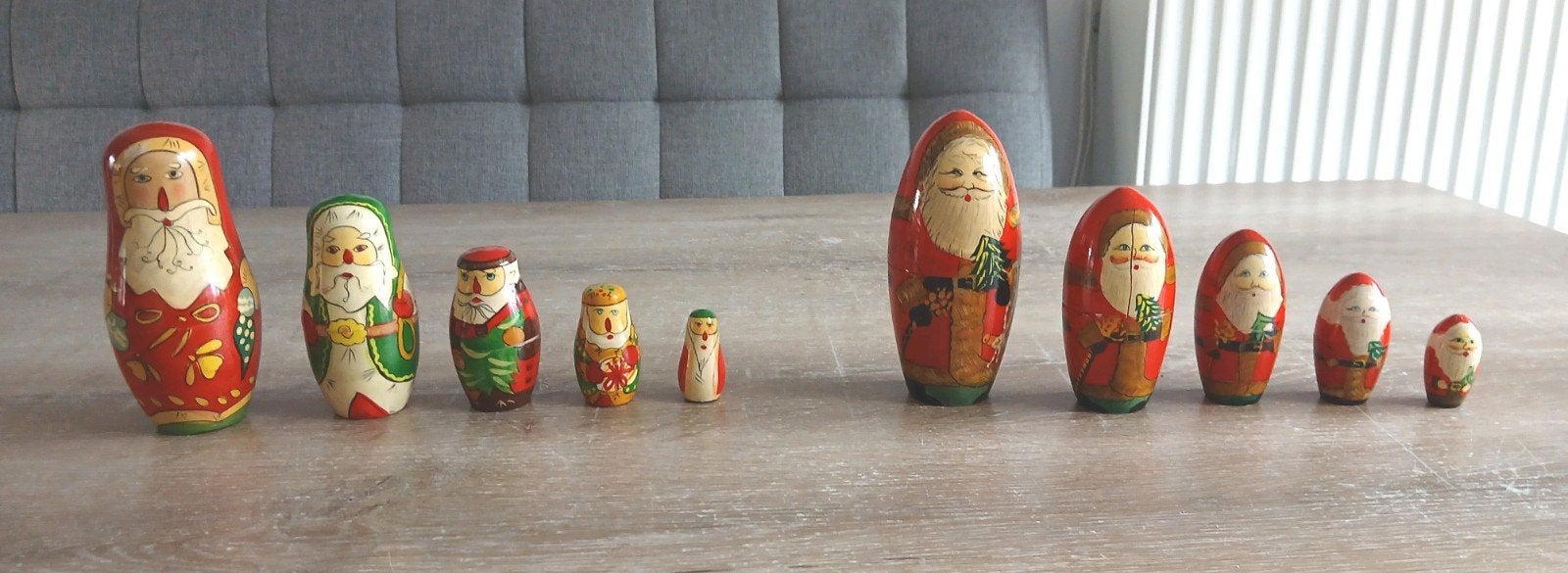 5 delig Russische Matroesjka baboesjka kerstman nesting doll, Ophalen of Verzenden, Gebruikt