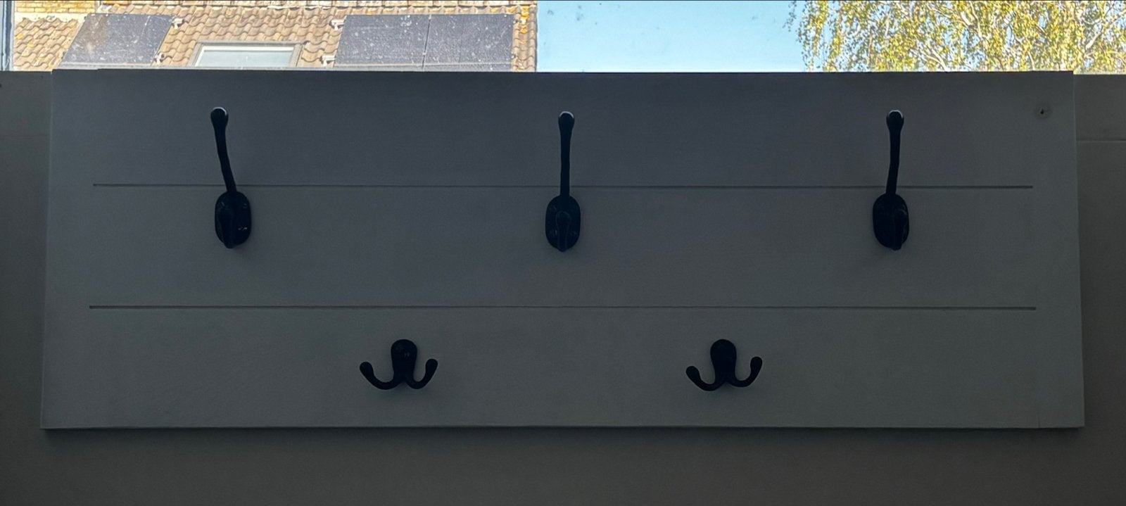 Wandkapstok met gietijzeren haken - 100x35cm, Huis en Inrichting, Woonaccessoires | Kapstokken, Gebruikt, Minder dan 100 cm, Metaal