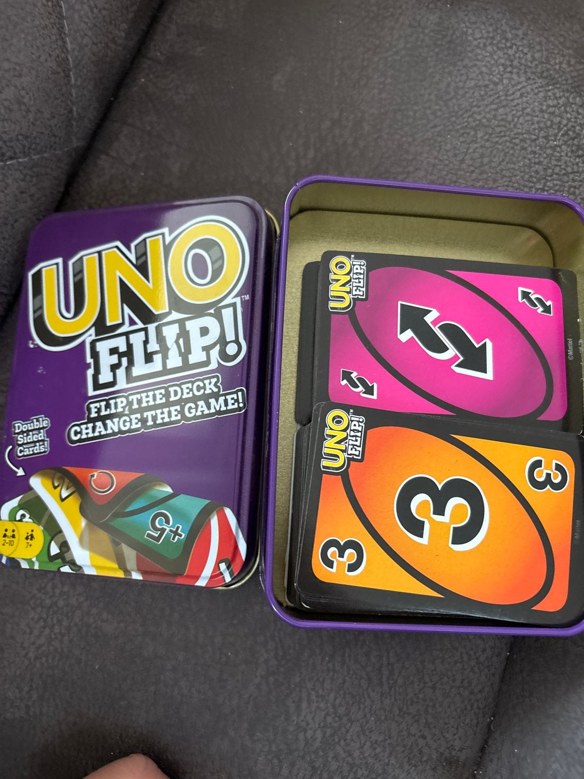 UNO Flip! Kaartspel in Blikken Doos - Zo goed als nieuw, Een of twee spelers, Ophalen of Verzenden, Zo goed als nieuw