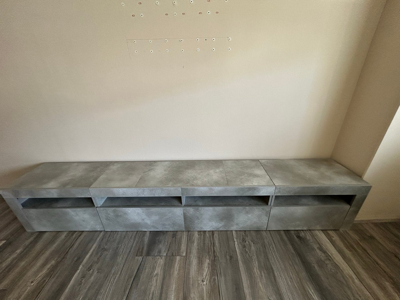 Tv meubel en salontafel set - Grijs betonlook, Ophalen, Overige materialen, Gebruikt, 200 cm of meer