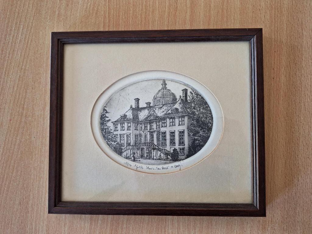 Lijnetsen Anna Doedijns, Ophalen of Verzenden, Stadsgezicht, Ets, Ingelijst