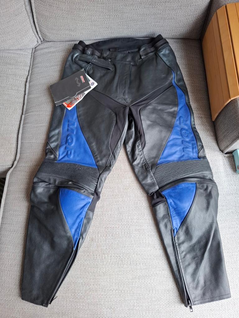 Mqp leren dames motorbroek zwart blauw mt maat 48 / 24D, Broek | leer, MQP, Ophalen of Verzenden, Nieuw zonder kaartje