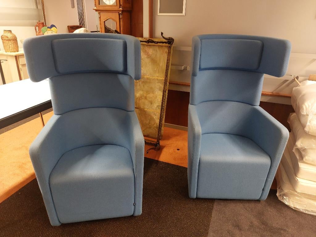 2 stuks Design Bene parcs wing chair blauw ( 500961), Ophalen of Verzenden, 75 tot 100 cm, 50 tot 75 cm