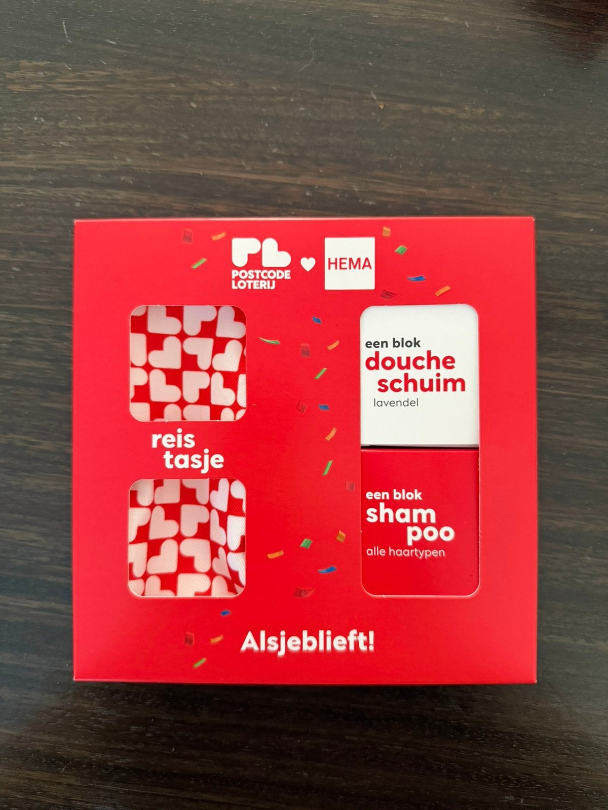 Postcodeloterij Hema reistasje met shampoo&doucheschuimblok, Sieraden, Tassen en Uiterlijk, Ophalen of Verzenden, Nieuw, Bad & Douche