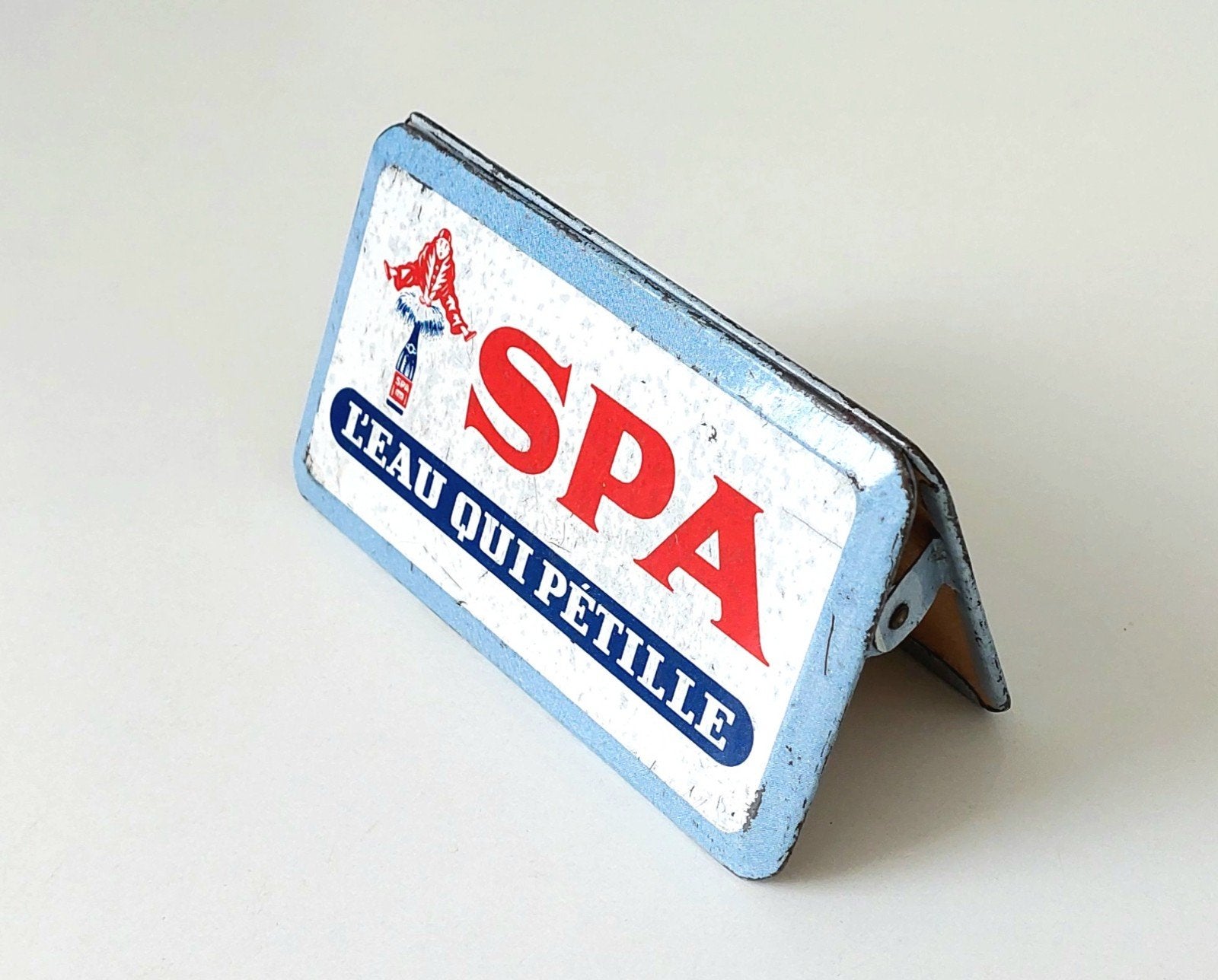 Oude Blikken Spa Reine Reclame Menukaarthouder, Ophalen of Verzenden, Gebruikt, Reclamebord