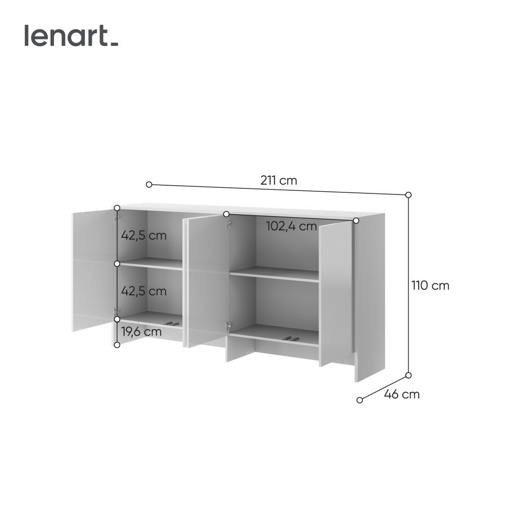 Concept opzetkast (110 cm hoog) - Wit hoogglans, Niet ingevuld, Niet ingevuld, Niet ingevuld